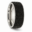 Stainless Steel Black Crystal 9mm Eternity Ring