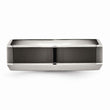 Stainless Steel Base w/Polished Black Ceramic Center Beveled Band
