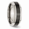 Stainless Steel Base w/Polished Black Ceramic Center Beveled Band