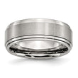 Stainless Steel Ridged Edge 8mm Brushed and Polished Band