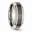 Stainless Steel Base w/Brushed Black Ceramic Center Beveled Band