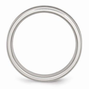 Stainless Steel Polished Black Carbon Fiber Inlay 6mm Band