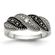 Stainless Steel Black and Clear CZ Ring - Birthstone Company