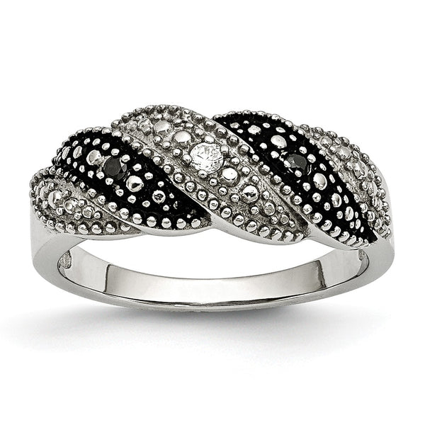 Stainless Steel Black and Clear CZ Ring - Birthstone Company