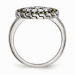 Stainless Steel CZ with Yellow IP-plated Accent Antiqued Ring