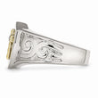 Stainless Steel with 10K Gold Cross and Diamond Polished Ring
