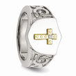 Stainless Steel with 10K Gold Cross and Diamond Polished Ring