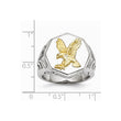 Stainless Steel Yellow IP-plated w/Sterling Silver Eagle Polished Ring