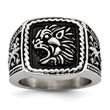 Stainless Steel Antiqued Lion Ring