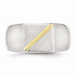 Stainless Steel Brushed and Polished with 14K Gold Stripe Signet Ring