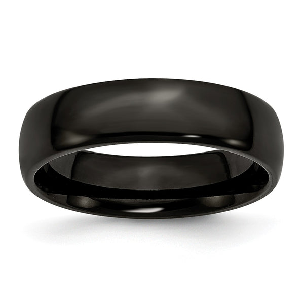Stainless Steel 6mm Black IP-plated Polished Band