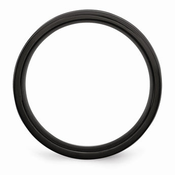 Stainless Steel 6mm Black IP-plated Grooved Brushed/Polished Band