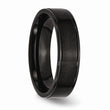 Stainless Steel 6mm Black IP-plated Grooved Brushed/Polished Band
