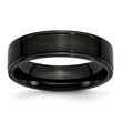 Stainless Steel 6mm Black IP-plated Grooved Brushed/Polished Band