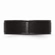 Stainless Steel 7mm Black IP-plated Grooved Brushed/Polished Band