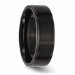 Stainless Steel 7mm Black IP-plated Grooved Brushed/Polished Band