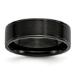 Stainless Steel 7mm Black IP-plated Grooved Brushed/Polished Band