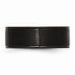 Stainless Steel 8mm Black IP-plated Grooved Brushed/Polished Band