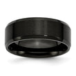 Stainless Steel 8mm Black IP-plated Brushed/Polished Beveled Edge Band