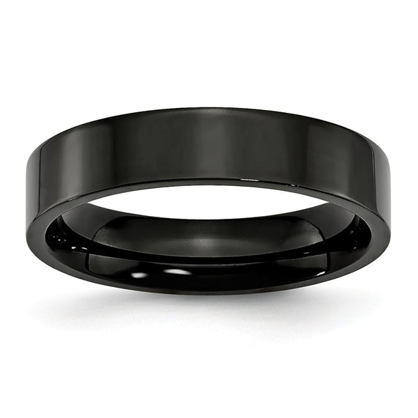 Stainless Steel 5mm Black IP-plated Polished Flat Band