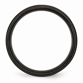 Stainless Steel 6mm Black IP-plated Brushed Center/Polished Edges Band