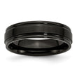 Stainless Steel 6mm Black IP-plated Brushed Center/Polished Edges Band