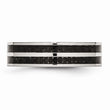 Stainless Steel 6mm Double Row Black Carbon Fiber Inlay Polished Band