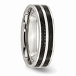 Stainless Steel 6mm Double Row Black Carbon Fiber Inlay Polished Band