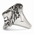 Stainless Steel Polished and Antiqued Lion Ring