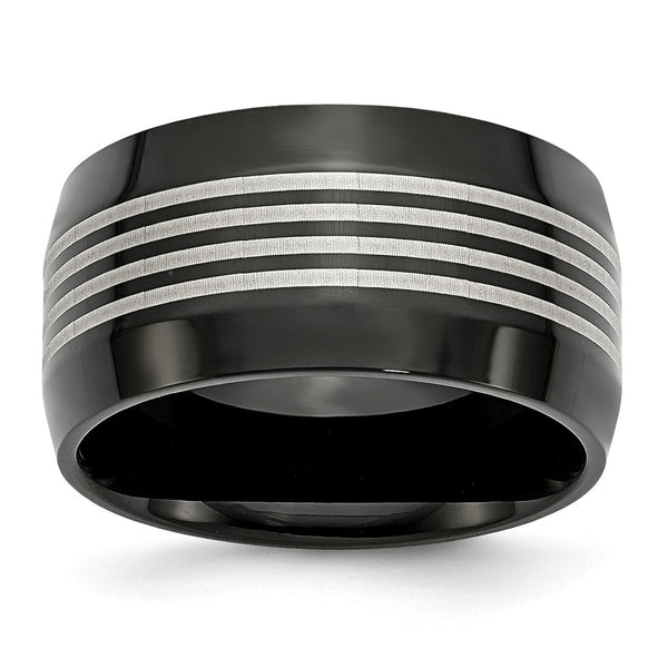 Stainless Steel Polished Black IP-plated 12.00mm Band