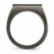 Stainless Steel Antiqued Brushed w/Black CZ Ring