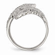 Stainless Steel Polished Leaf with CZs Ring