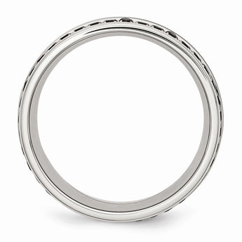 Stainless Steel Polished Black Ceramic Inlay CZ 9.00mm Band