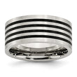 Stainless Steel Brushed Black Rubber 10.00mm Ring