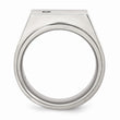 Stainless Steel Polished and Brushed CZ Signet Ring