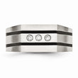 Stainless Steel Brushed Black IP-plated CZs Ring