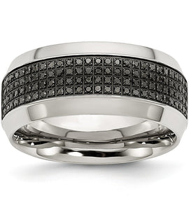 Stainless Steel Polished Diamond Band