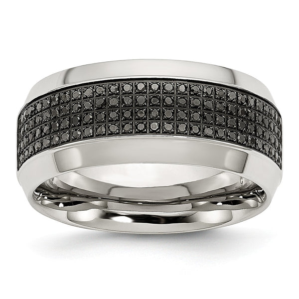 Stainless Steel Polished Diamond Band