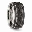 Stainless Steel Polished Diamond Ridged Edge Band