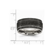 Stainless Steel Polished 1/2ct tw. Diamond Ridged Edge 10mm Band