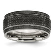 Stainless Steel Polished Diamond Ridged Edge Band