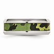 Stainless Steel Polished Camouflage Diamond Band
