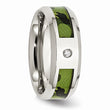 Stainless Steel Polished Camouflage Diamond Band