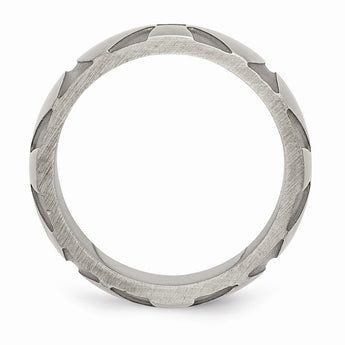 Stainless Steel Matte/Antiqued Diamond Band