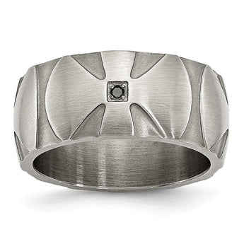 Stainless Steel Matte/Antiqued Diamond Band