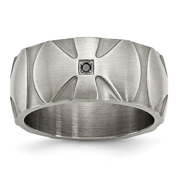 Stainless Steel Matte/Antiqued Diamond Band