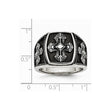 Stainless Steel Polished and Antiqued Cross Ring