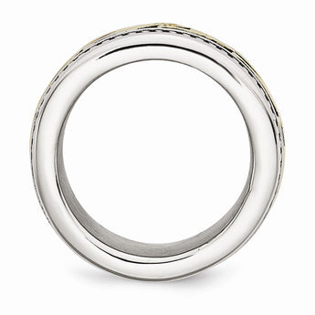 Stainless Steel Antiqued and Yellow IP-plated 13.25mm Ring