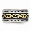 Stainless Steel Antiqued and Yellow IP-plated 13.25mm Ring