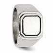 Stainless Steel Polished Black Enameled Ring